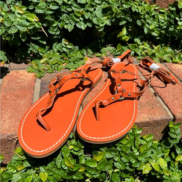 New🌟Anthropologie Pilcro Harness Tie Up Sandals Gladiator Leather Honey Brown - Picture 10 of 11